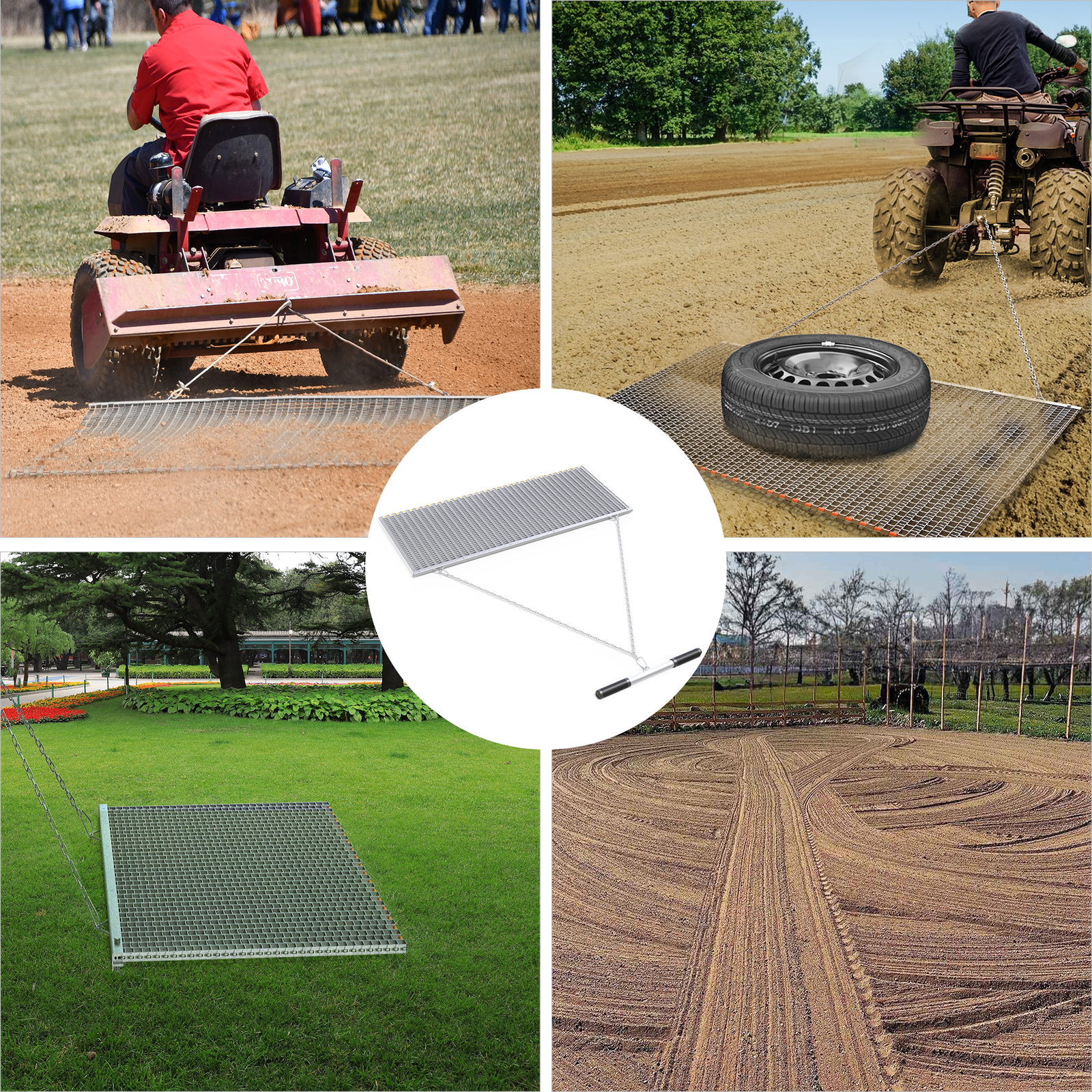 6' x 3' Robust Zinc & Steel Mesh Drag Mat for Field Leveling on ATV &UTV Terrain