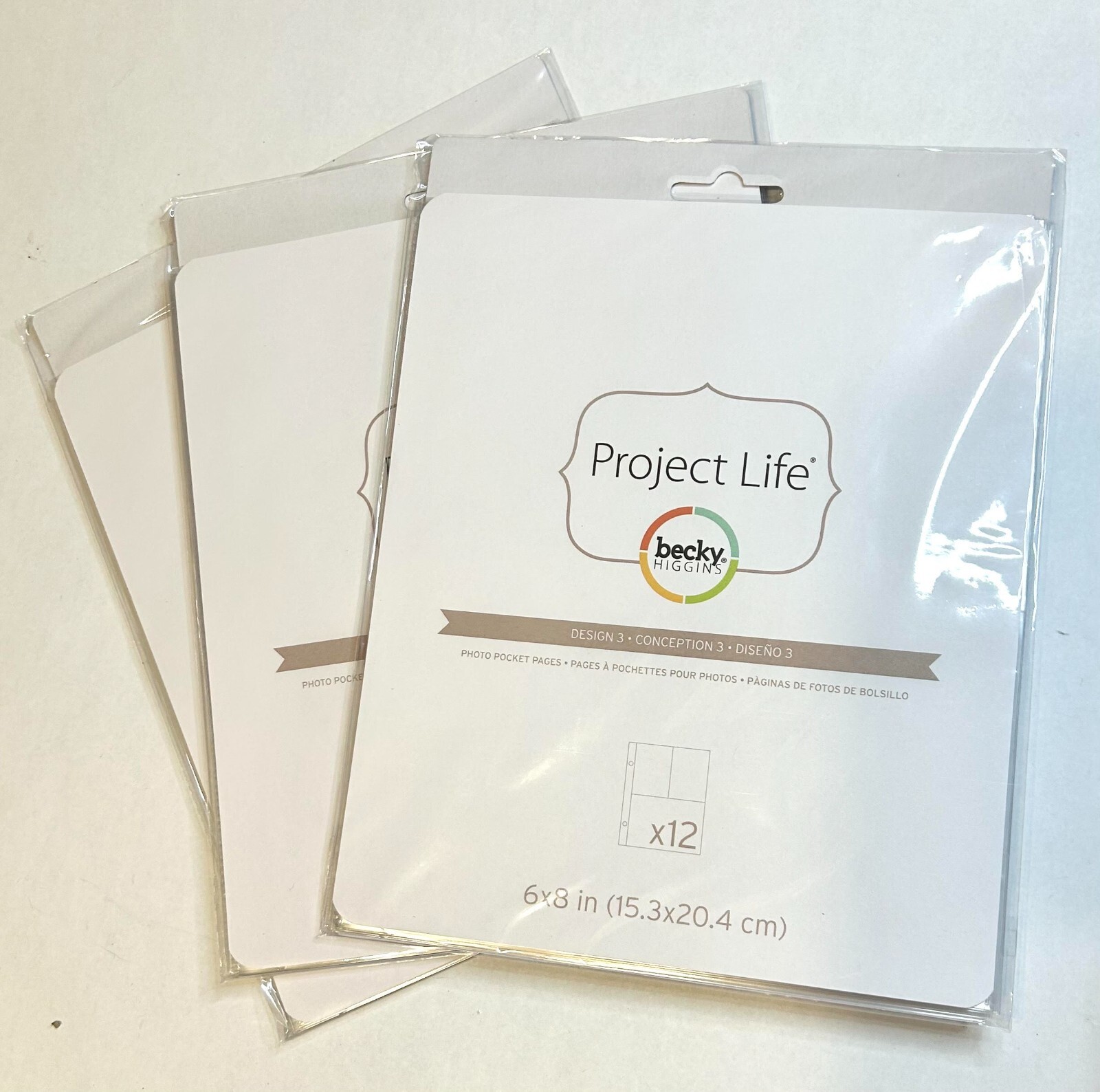 3 Pk Project Life Photo Pocket Pages 6"X8" 12/Pkg Design Scrapbooking Journaling