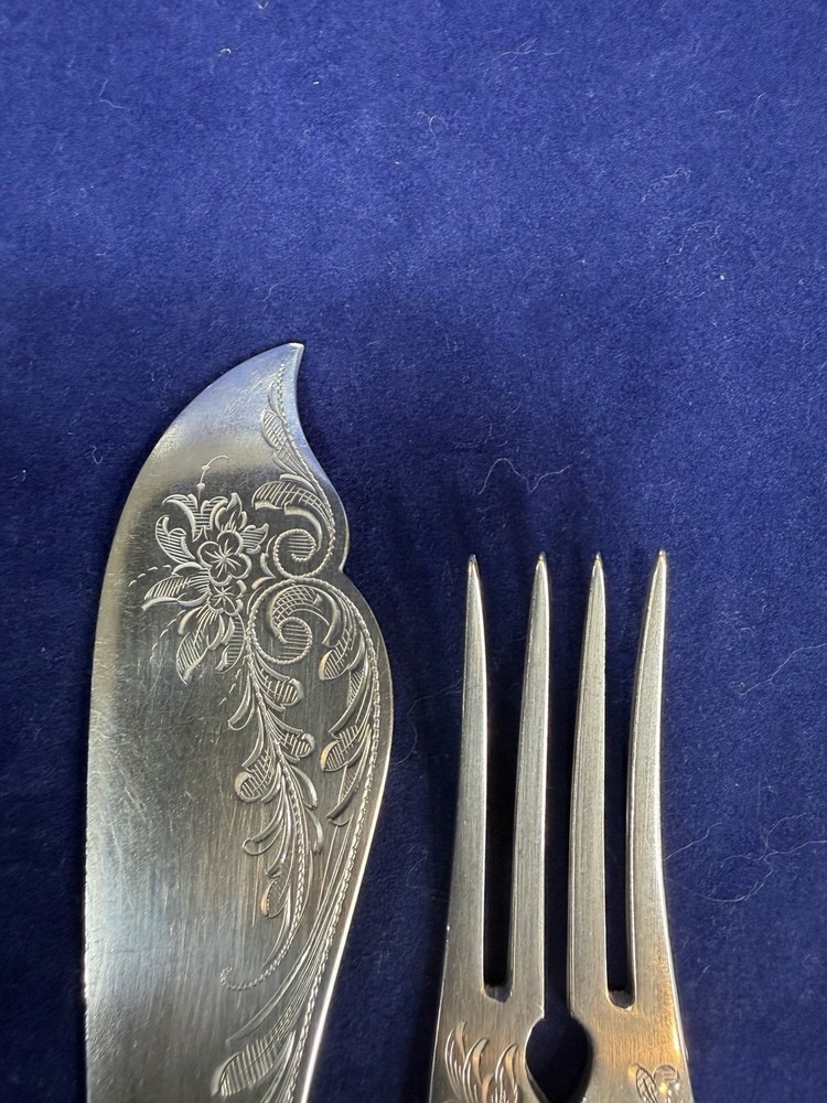 Antique 800 Silver Fish Slice and Fork Set Possibly German