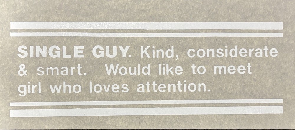 Original Vintage Single Guy Iron On Transfer