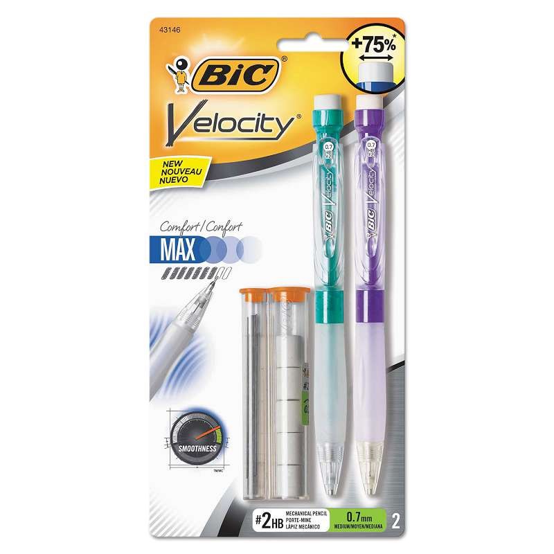 BIC® Velocity Max Pencil, 0.7 mm, Assorted, 2/Pack