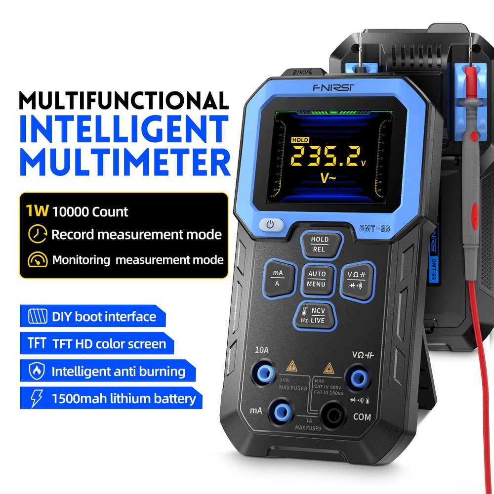 Multimeter Digital 9999 Counts TRMS Voltage Resistance Capacitance Current