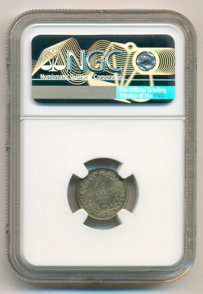 Denmark Silver 1872 CS 4 SRM MS65 NGC