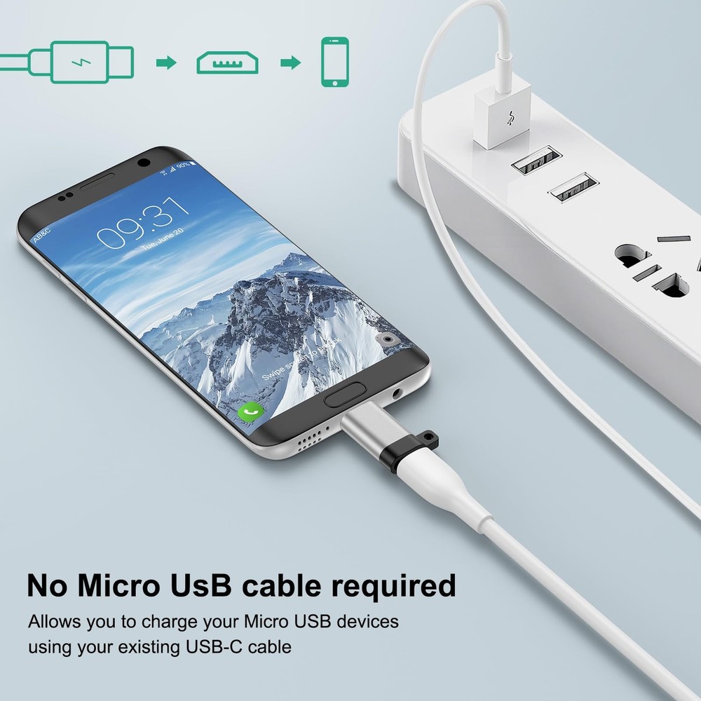 USB C to Micro Adapter, 4-Pack Type C Female Male Silver