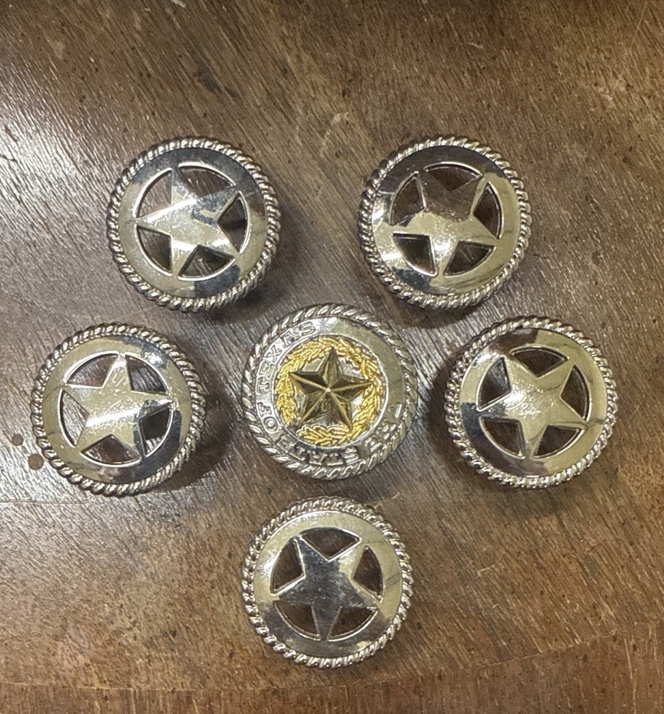 6 Pack Texas Gold Star Conchos Drawer pulls