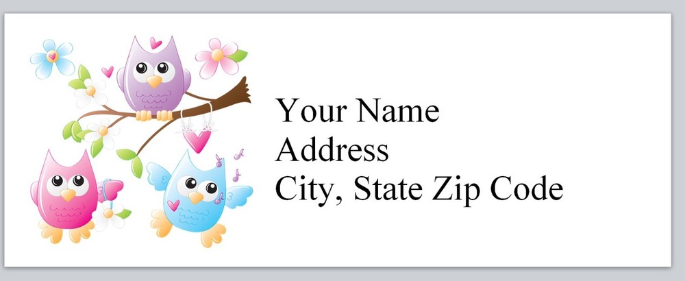 Personalized Address Labels Cute Owls  (bx 255)