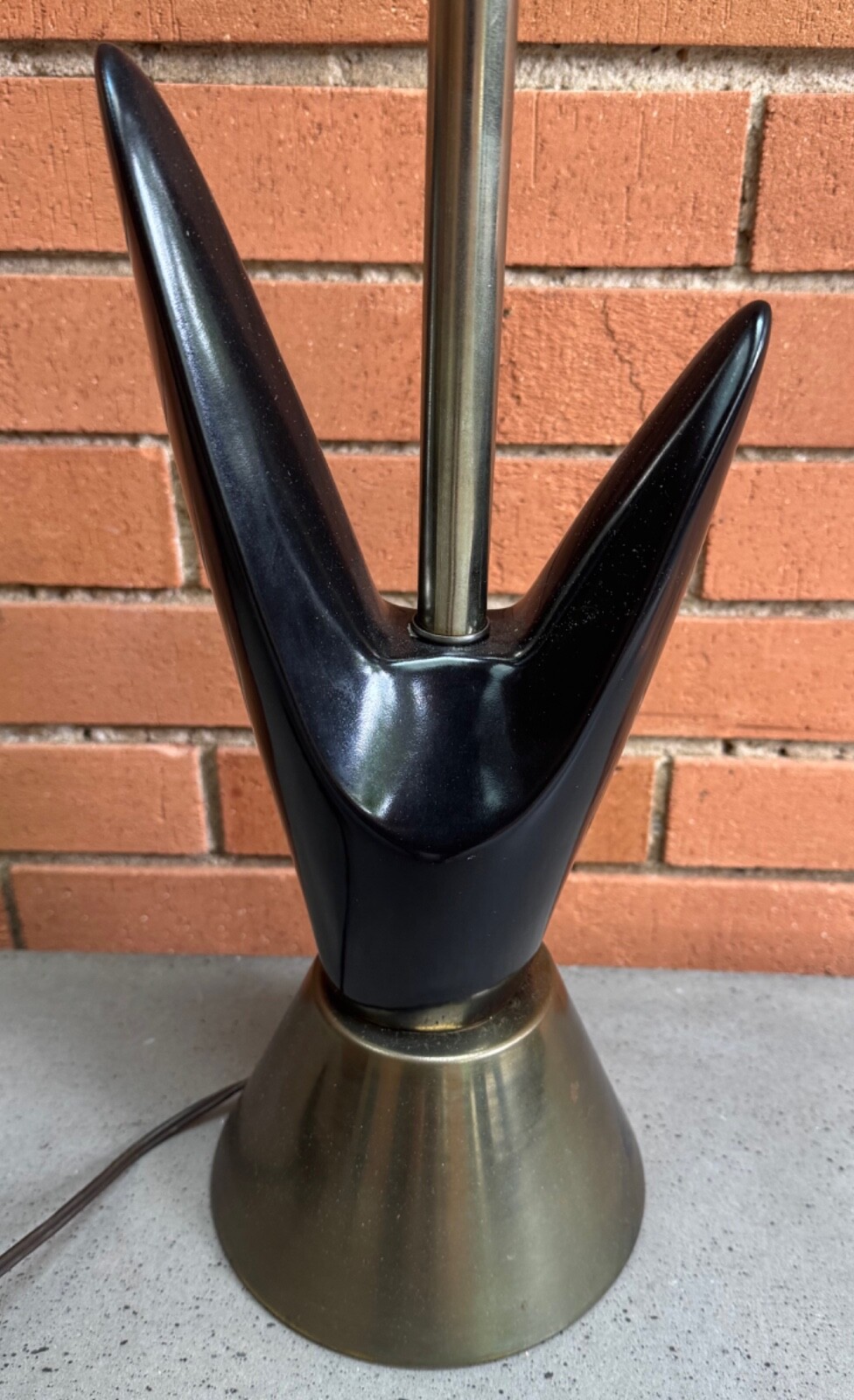 Vintage MCM Black Ceramic Boomerang Lamp Mid Century Modern Lighting Atomic 50s