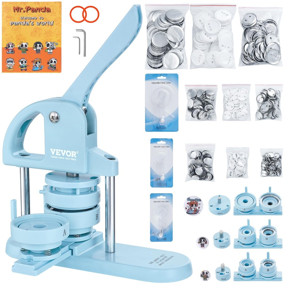 Blue 3 in 1 Button Maker Machine for Badges Crafts Keychains Mirrors 300 pcs