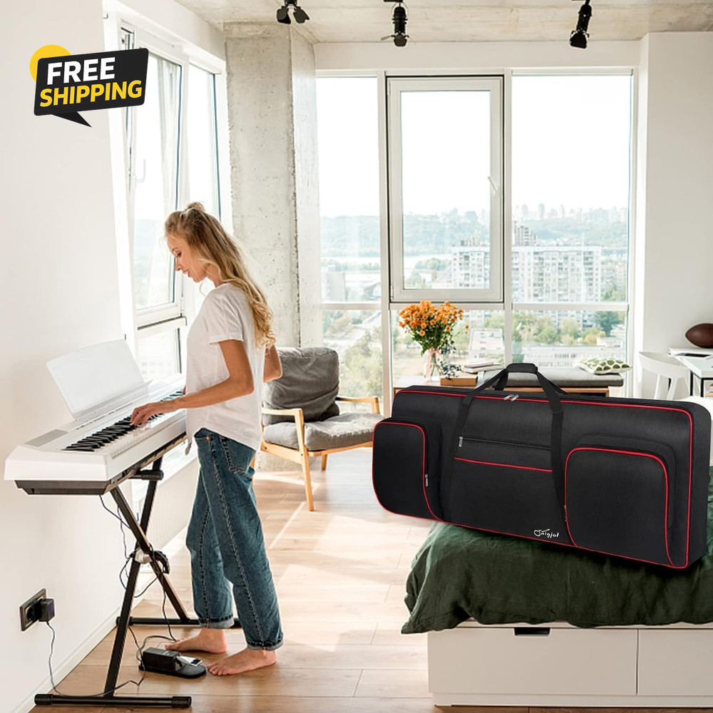 76 Key Keyboard Case, Soft Padded Piano Case with Handle and Adjustable