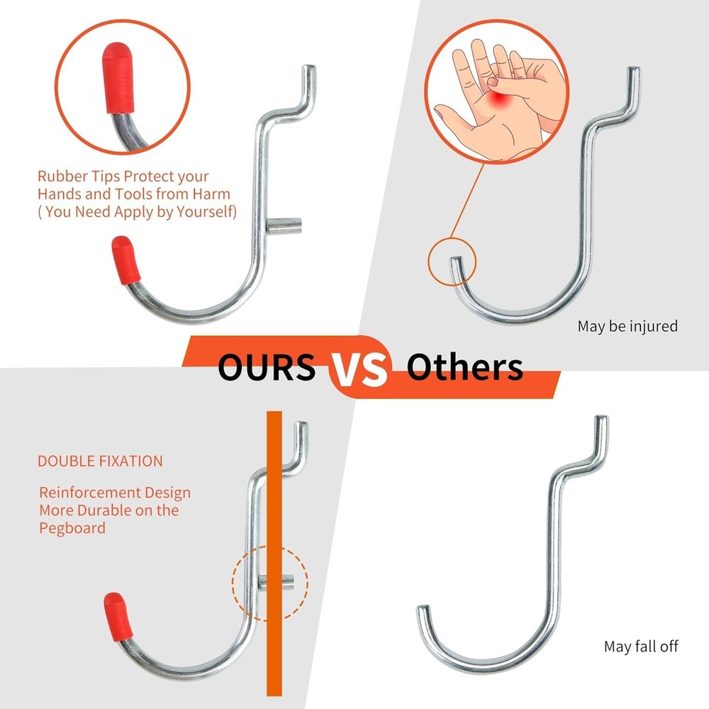 130PCS Pegboard Hooks Assortment - Peg board Hooks for Hanging Tools with Peg...