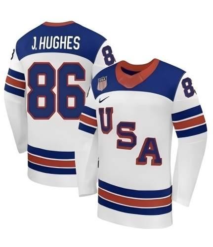 Jack Hughes Jersey USA All Stitched White