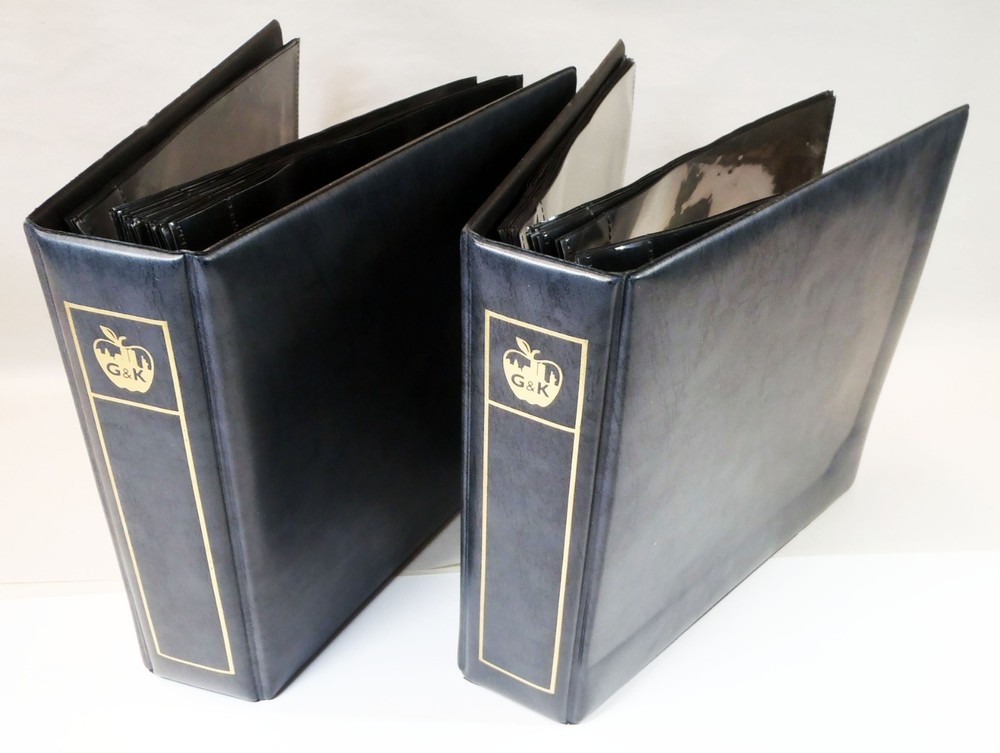 2 NEW G&K MINT STAMP PANE SHEET Storage Binders Albums Fit 100, Blue/Gold Cover