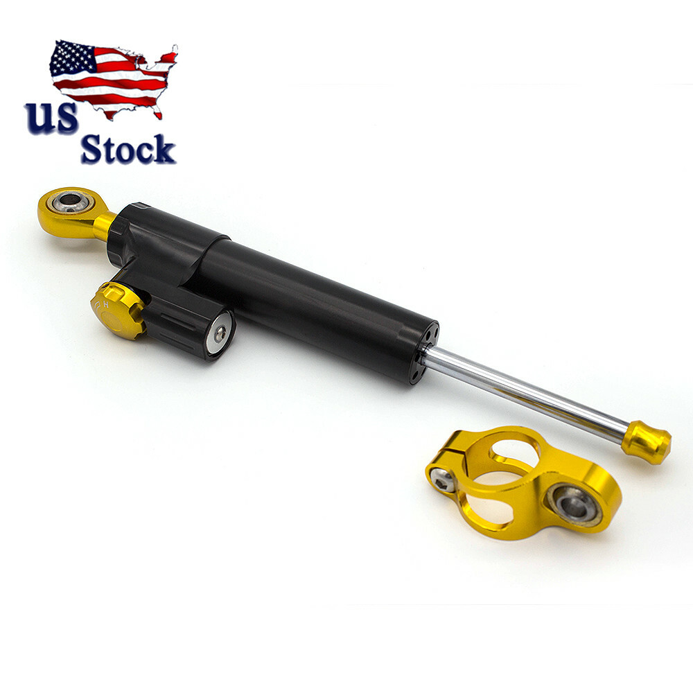 Universal Motorcycle BlackSteering Damper Stabilizer Adjustable Aluminum
