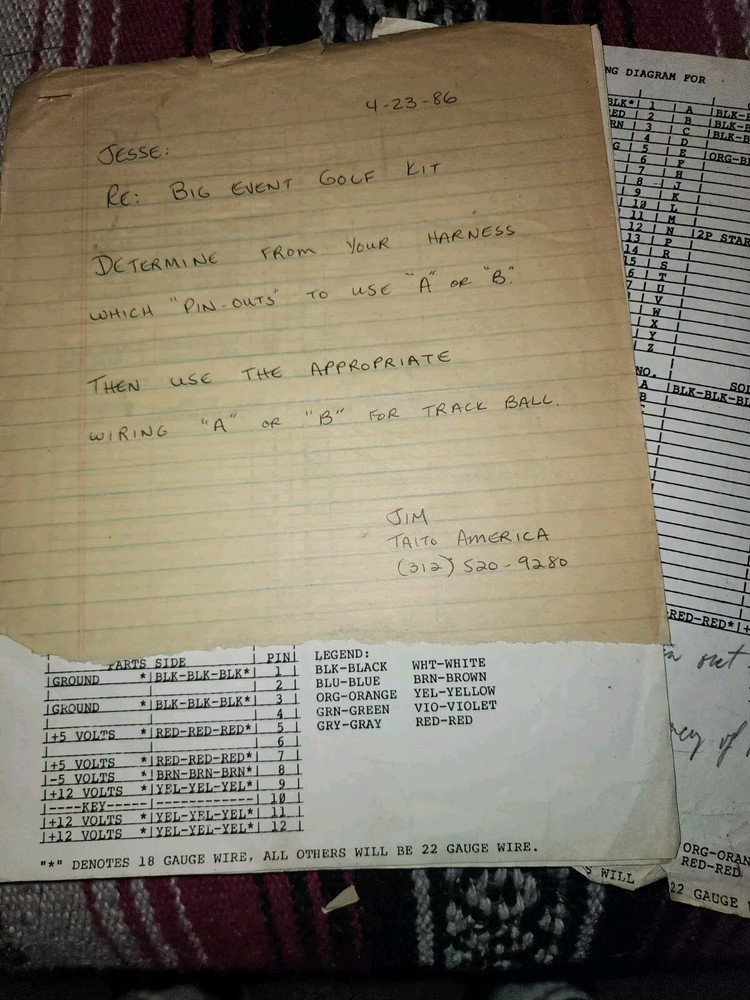 Big Event Golf Arcade Manual + Paperwork Taito