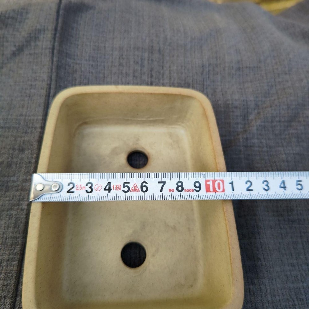 Rectangular Pottery Bonsai Pot Beige Japanese Art Shape Miniature Tree Container