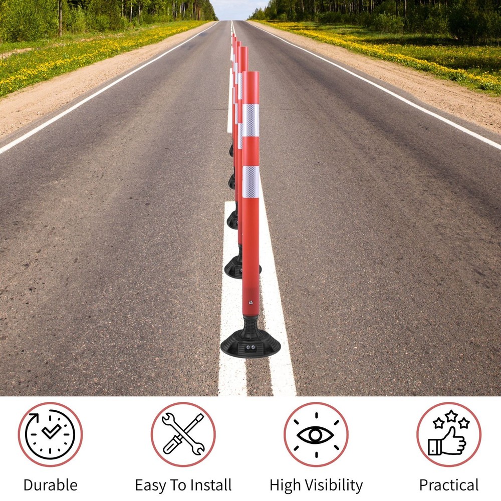 8Pack 36inch Orange Traffic Delineator Posts High Visibility Reflective Safety
