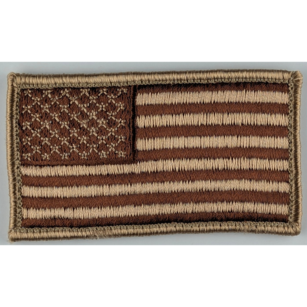 American Flag Patch - Subdued Desert Sand Tan - Hook Fastener - Tactical Patch