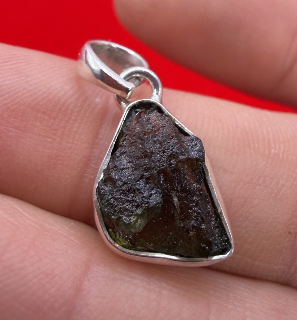 Moldavite Tektite Pendant, Czech Republic, Authentic Moldavite, 1.83g