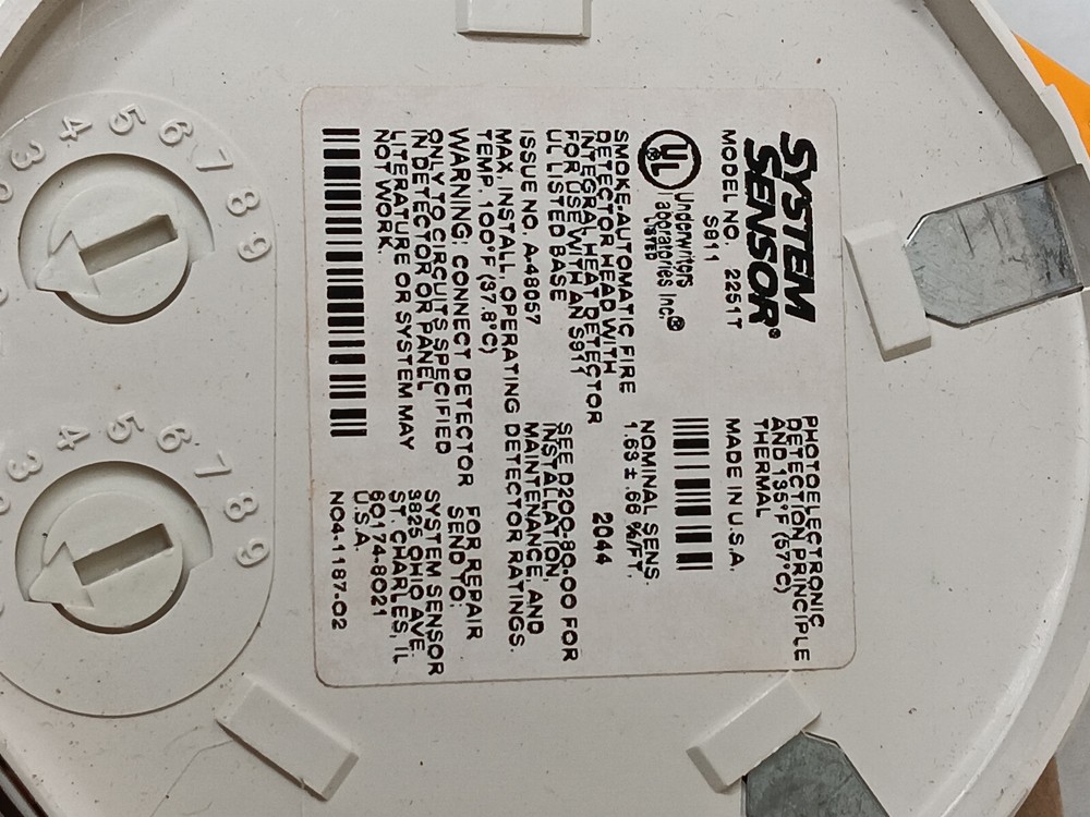 System Sensor Photoelectronic Smoke and Automatic Fire Detector Head - 2251T