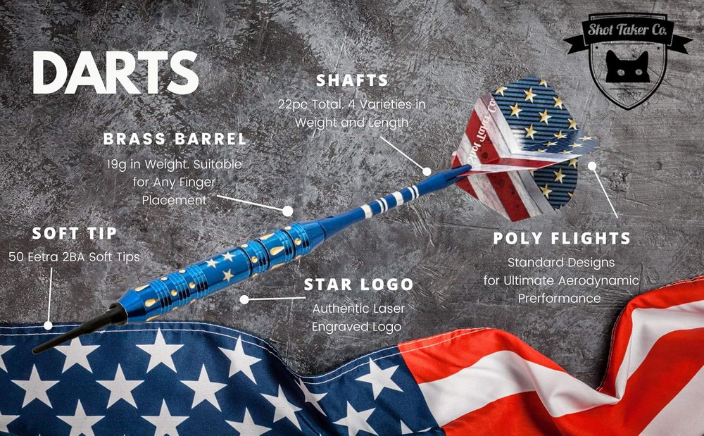 Soft Tip Darts Set - Professional Darts for Electronic Dartboard - Includes Bras