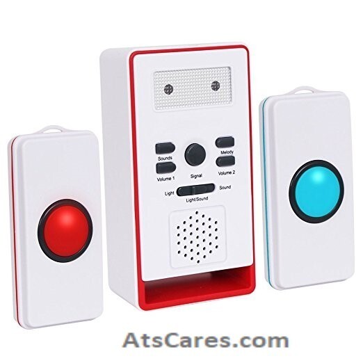 2 Button Elderly Caregiver Panic Putton - Alert System 600' Range - Waterproof