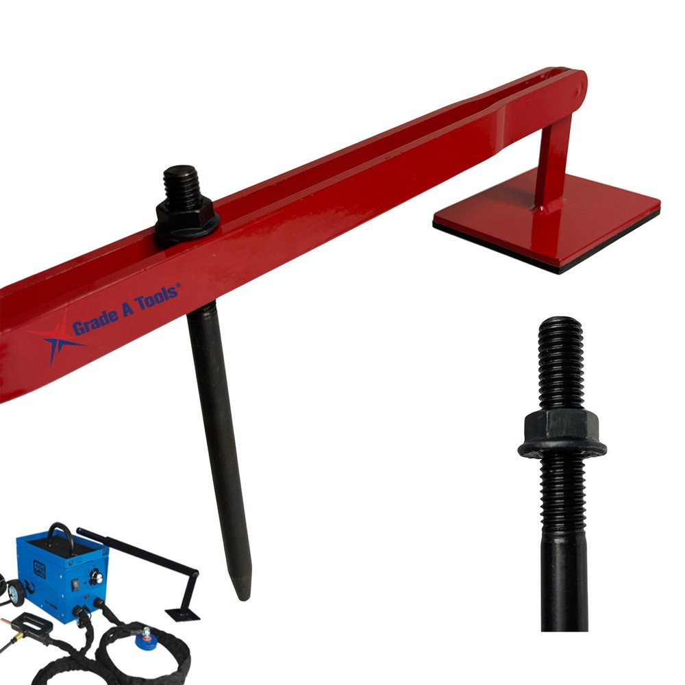 Leverage Pulling Bar w/ 6 Threaded Welding rods - Dent Fix Hammer Head & Shark