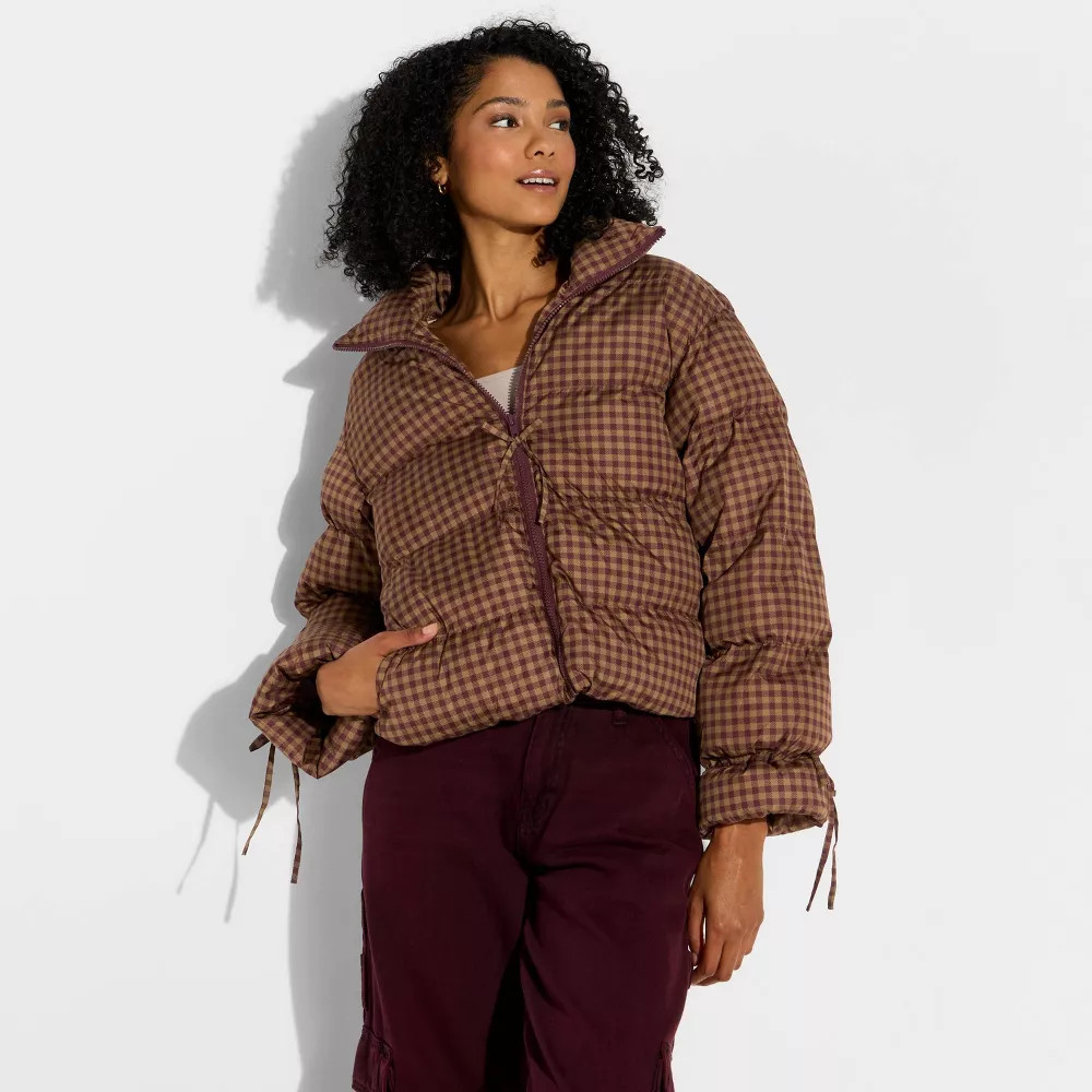 Women's Bow Puffer Jacket - Wild Fable