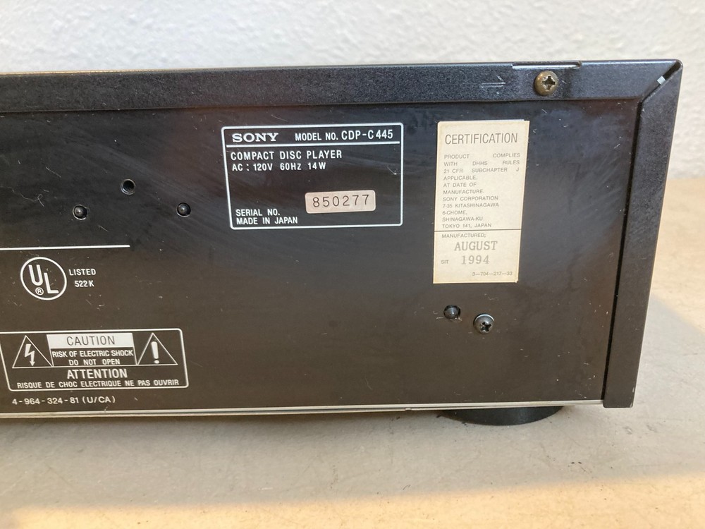 Sony CDP-C445 5 Disc CD Changer Player