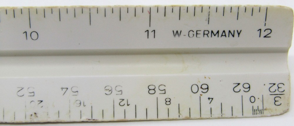 Alvin No. 110P Precise Triangle Architect Drafting Scale Ruler West Germany 12".
