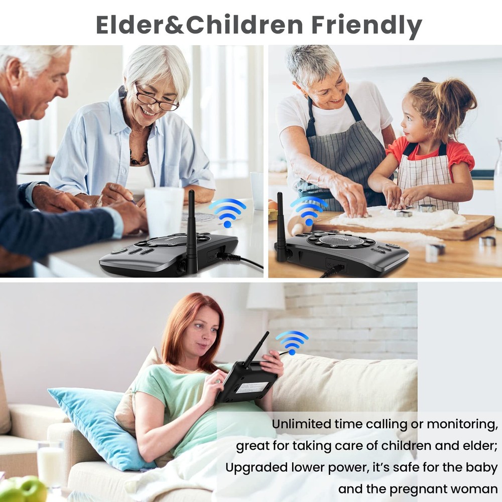 Wireless Two-Way Intercom System Full Duplex Audio for Home or Business