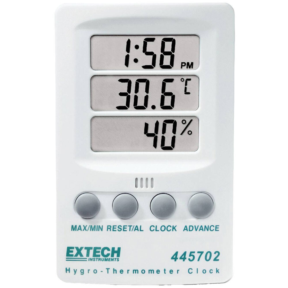 Extech 445702 White Thermo-Hygrometer Wall Mount/Alarm Table Min/Max