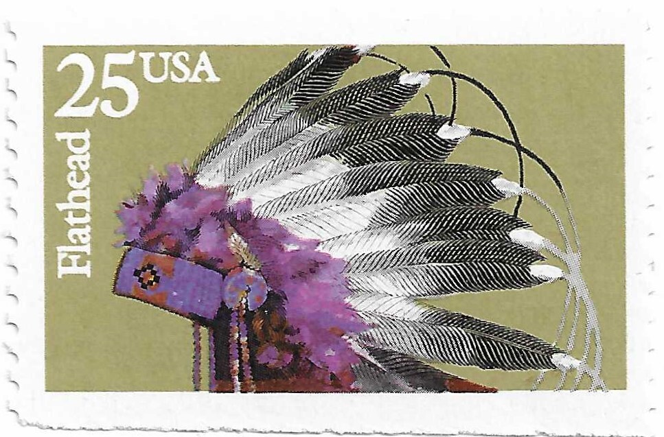STAMP US SCOTT 2504 "Indian Headdress-Flathead" 25 CENT 1990 MNG