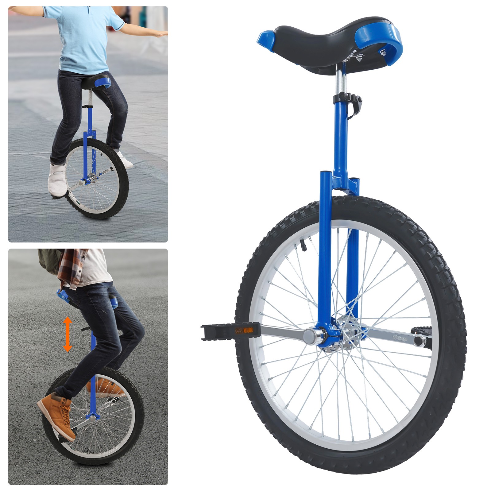 Blue 20inch Unicycle with Adjustable Height 78-90cm,Lightweight Outdoor Unicycle