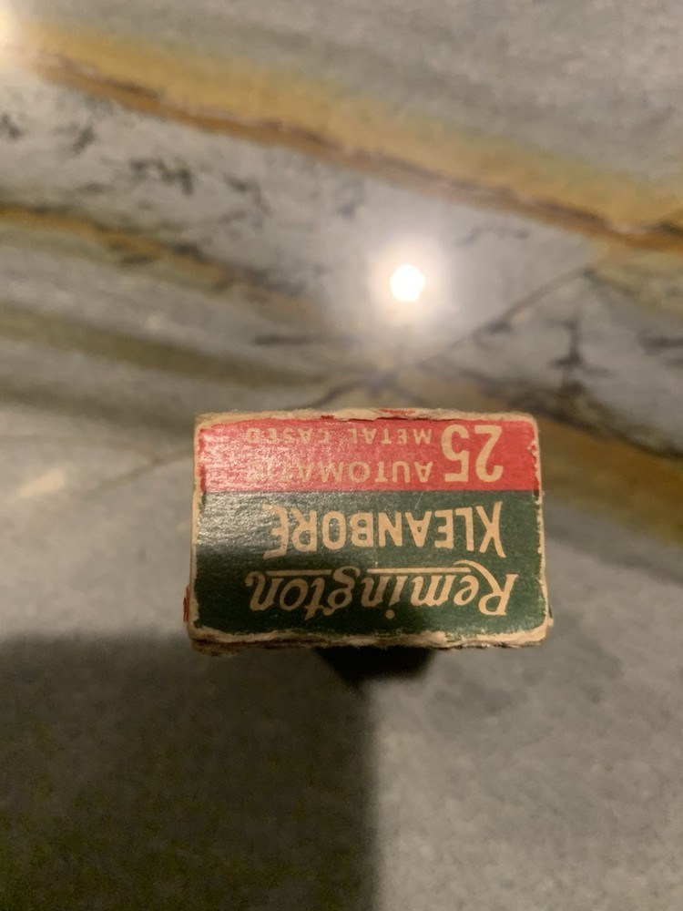Empty Remington Kleanbore Ammo Box 25 Automatic Metal Cased