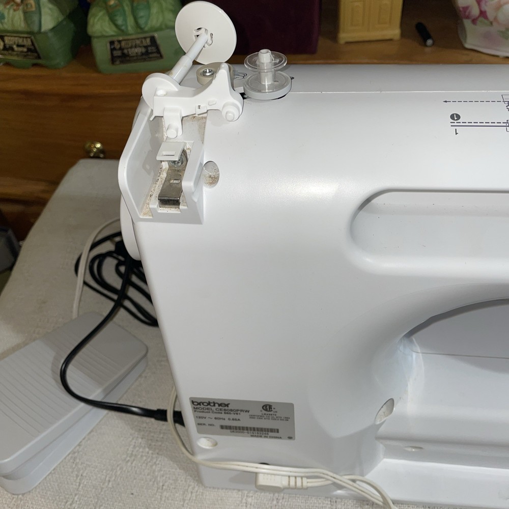 Brother White Computerized Project Runway CE8080PRW Sewing Machine LCD Display
