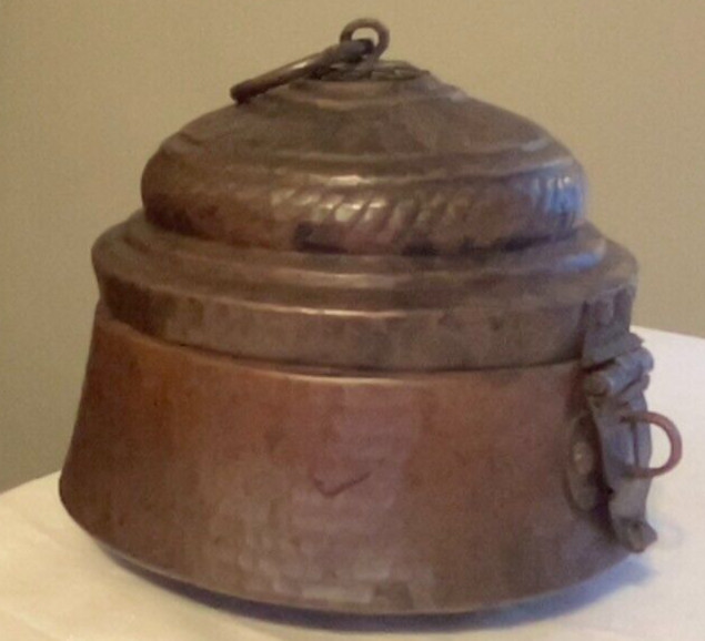 Vintage Signed Copper Hammered Chapatti Bread Box