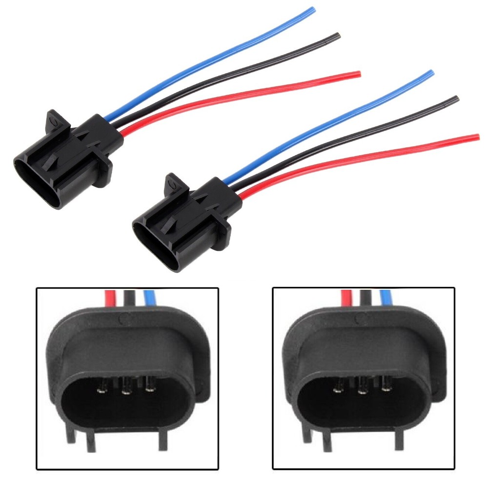 Wire Pigtail Male 9008 H13 Two Harness Head Light Replace Socket Plug Connector