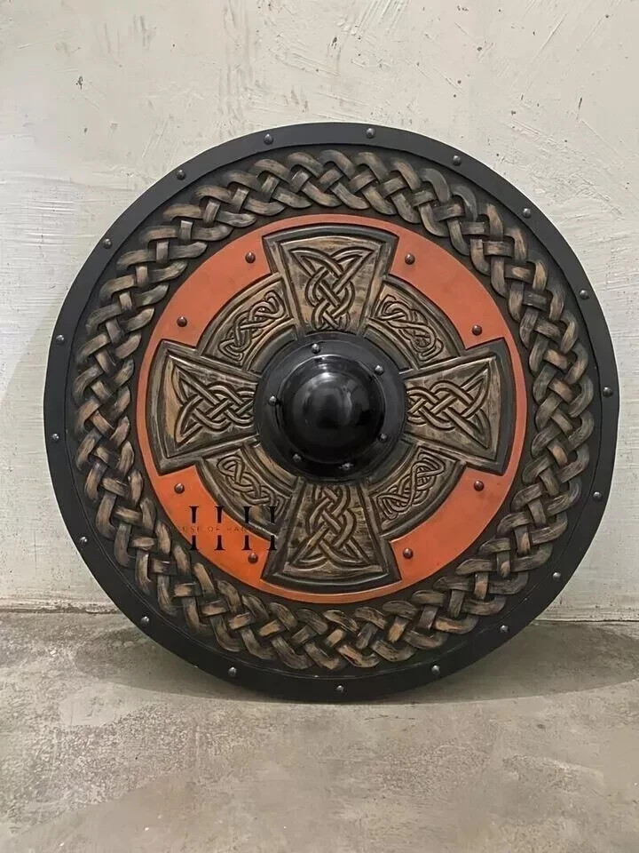 Viking Authentic Handmade Wooden Tree Shield 24" Medieval Warrior Gift