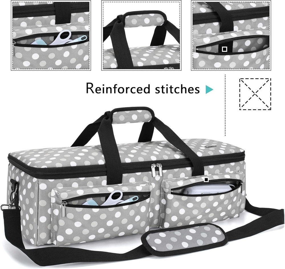 Durable Gray Dots Carrying Bag for Cricut Explore Air & Maker - 5 Compartments