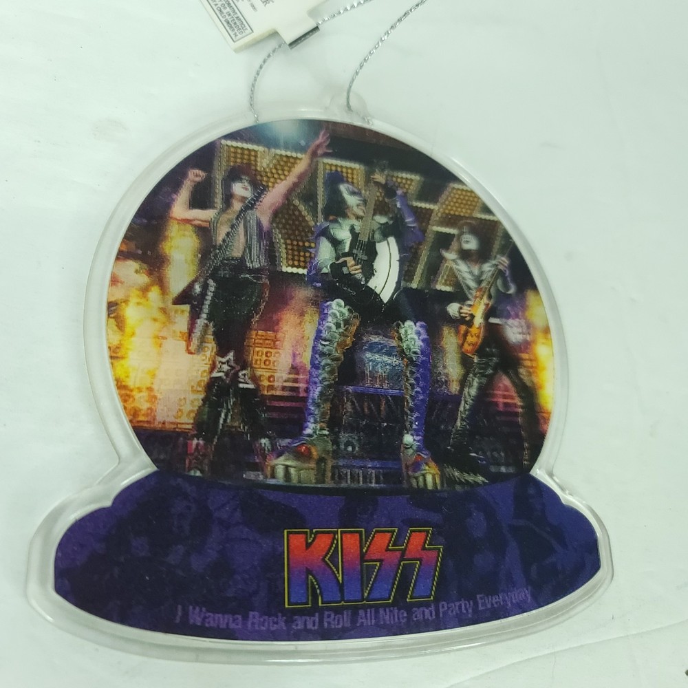 KISS Lenticular 3D Rock & Roll All Night Kurt Adler 4" flat plastic ornament NEW