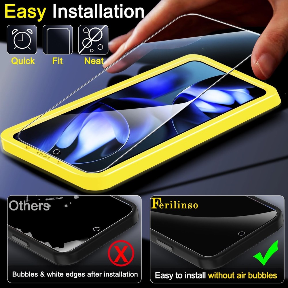 Ferilinso 3 Pack Screen Protector for Google Pixel 9A, Tempered Glass Phone C...