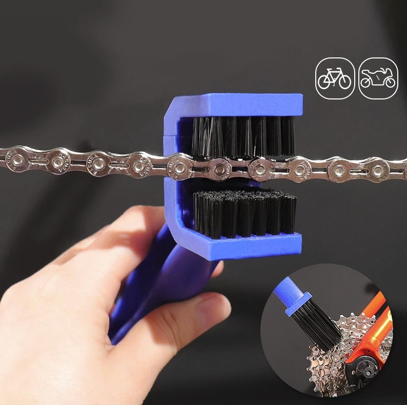 1pc Motorcycle Bicycle Chain Cleaning Brush Scrubber Tool Nylon - NEW