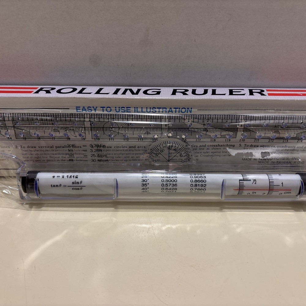 Rolling Ruler Horizontal ,Vertical, Parallel Lines, Circles, Arcs, And Angles.