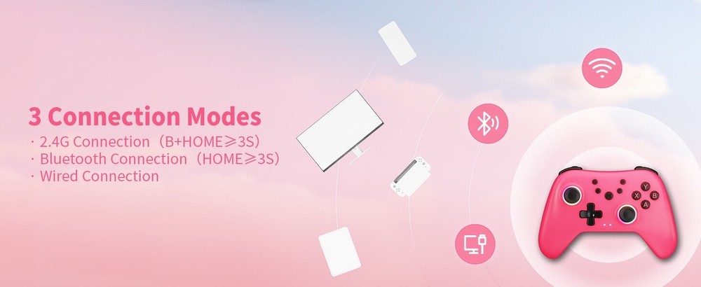 Wireless Controller for PC Switch/Android w/Dual Vibrations/Back Buttons (Pink)
