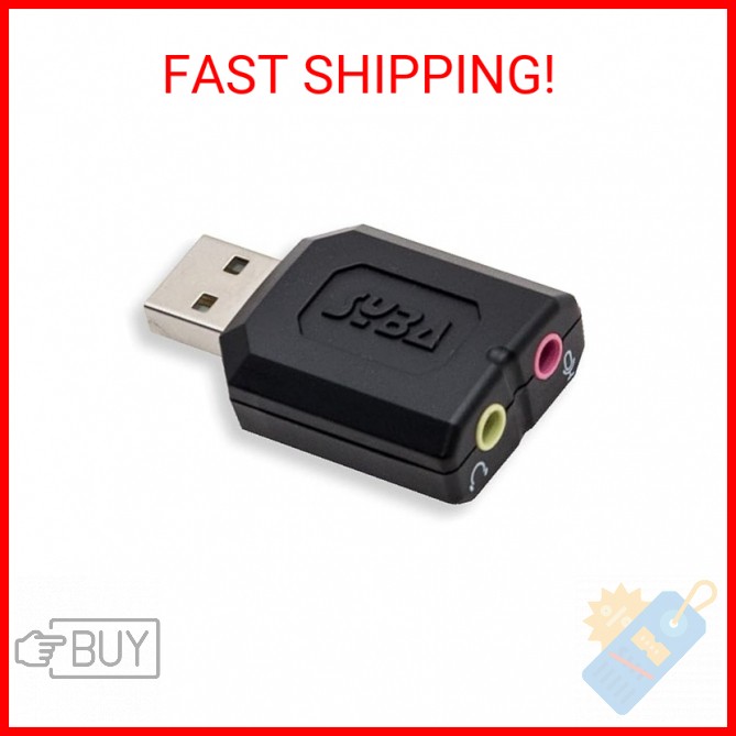 Syba external USB Stereo Sound Adapter for Windows, Mac, Linux Extra Audio Sourc