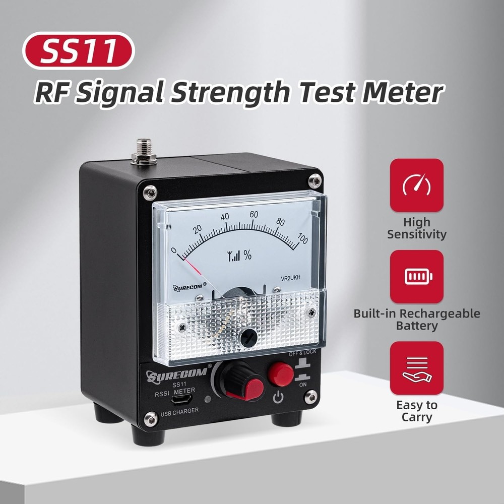 Handheld RF Signal Meter with High Sensitivity and Adjustable Pointer Amplitude
