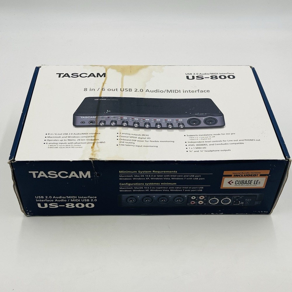 TASCAM US-800 USB 2.0 Audio Midi Interface With Box