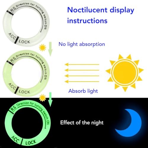 4PCS Ignition Switch Luminous Decoration Ring,Car Engine Start Stop Decoration