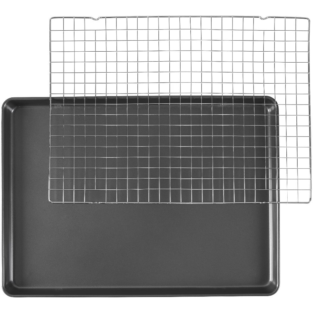 Premium Bakeware Set Non-Stick Mega Cookie Sheet 21x15 & Cooling Rack for