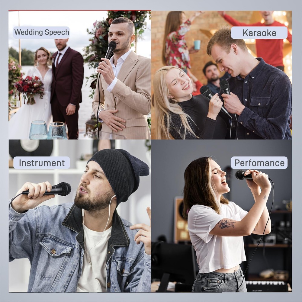 SUDOTACK Karaoke Microphone Wired Handheld: Dynamic 1-PACK, Black 1-pack